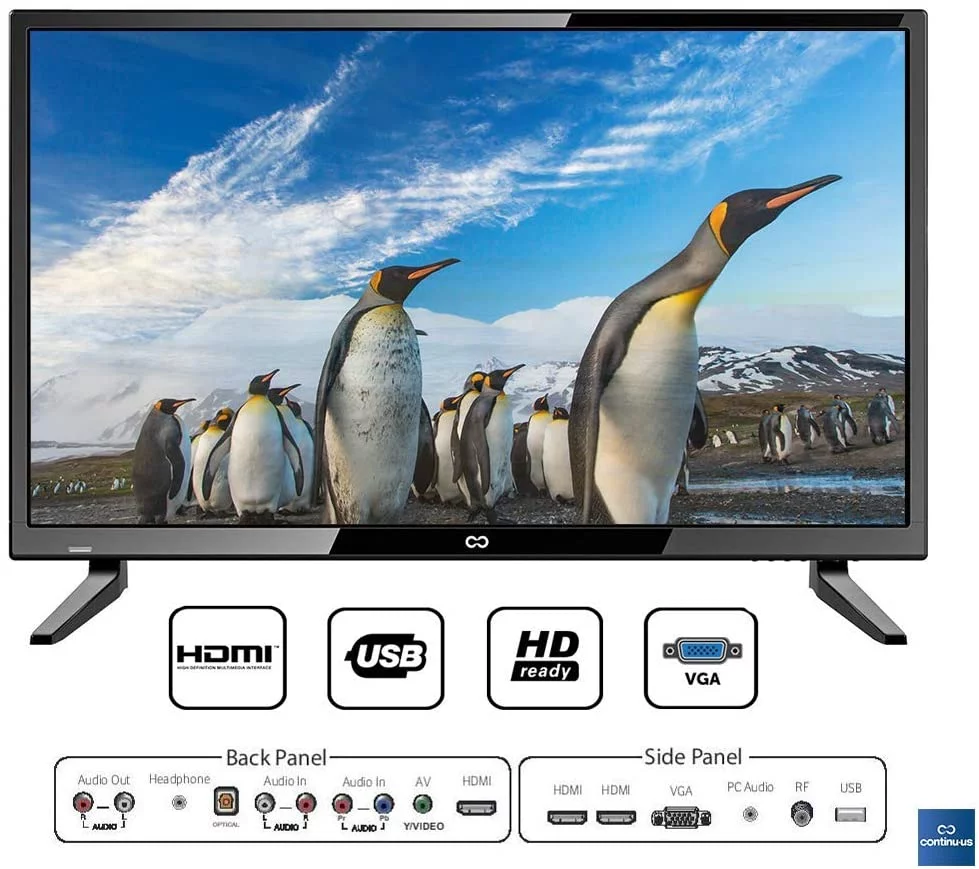 CONTINU.US 32” LED HDTV | CT-3270 HDTV 720p 60Hz LED, Television/Lightweight and Slim Design, HDMI/USB/VGA Inputs with Full Function Remote