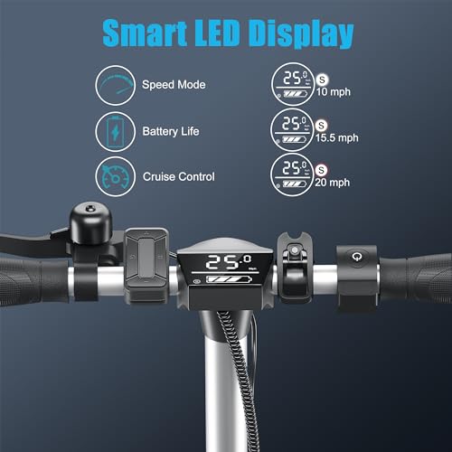 Caroma Electric Scooter, 20-25 Miles Range & 20 MPH Speed, 500W Cruise Control Electric Scooter Adults, 9/10" Solid Tires, Fast Folding E Scooter Bike for Commute, Shock Absorption & Braking System
