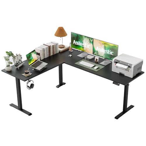 Agilestic L Shaped Electric Standing Desk with 2 Drawers, 63 Inch Ergonomic Adjustable Height Desk with Storage, Corner Desk Sit Stand up Computer Table for Work Office Home, Rustic Brown