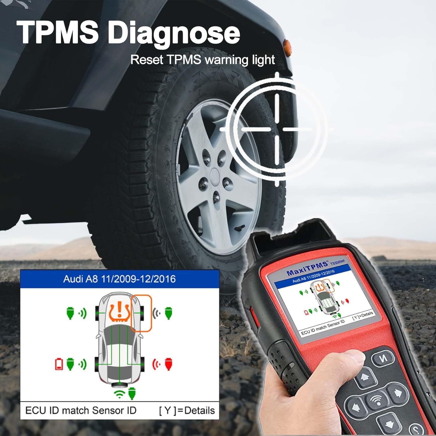 Autel TPMS Programming Tool TS508WF, TPMS Sensor Programmer, TPMS Relearn Tool, TPMS Reset Tool, Activate Read Copy Tire Sensor, Free Lifetime Update, Advanced TS408 TS501 TS508