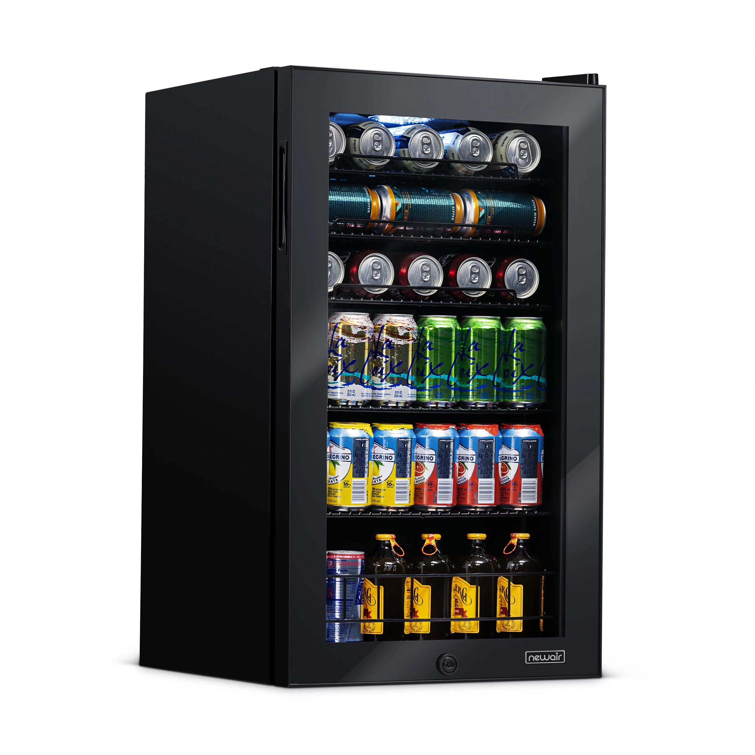 Newair 126 Can Beverage Refrigerator Cooler, Freestanding Mini Fridge in Black for Home, Office or Bar