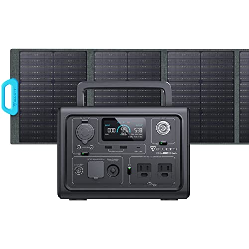 BLUETTI Portable Power Station EB3A and B80 External Battery Module, Expand to 1074Wh LiFePO4 Battery Backup w/ 2 600W AC Outlets, Solar Generator for Outdoor Camping, Road Trip