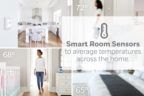 Honeywell Home T9 WiFi Smart Thermostat, Smart Room Sensor Ready, Touchscreen Display, Alexa and Google Assist White
