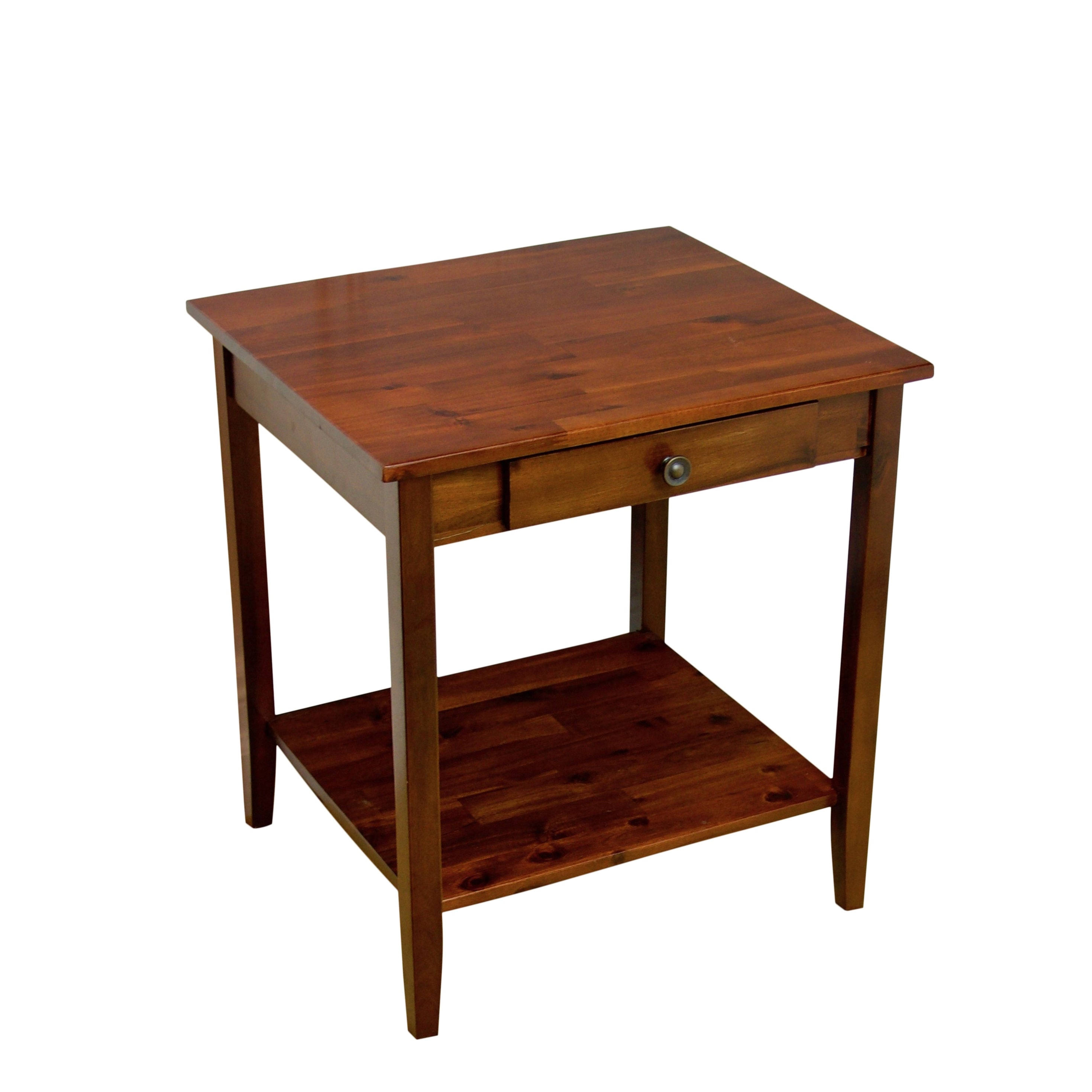 Porch u0026 Den Holly Hill Solid Acacia 1-Drawer End Table - Mahogany