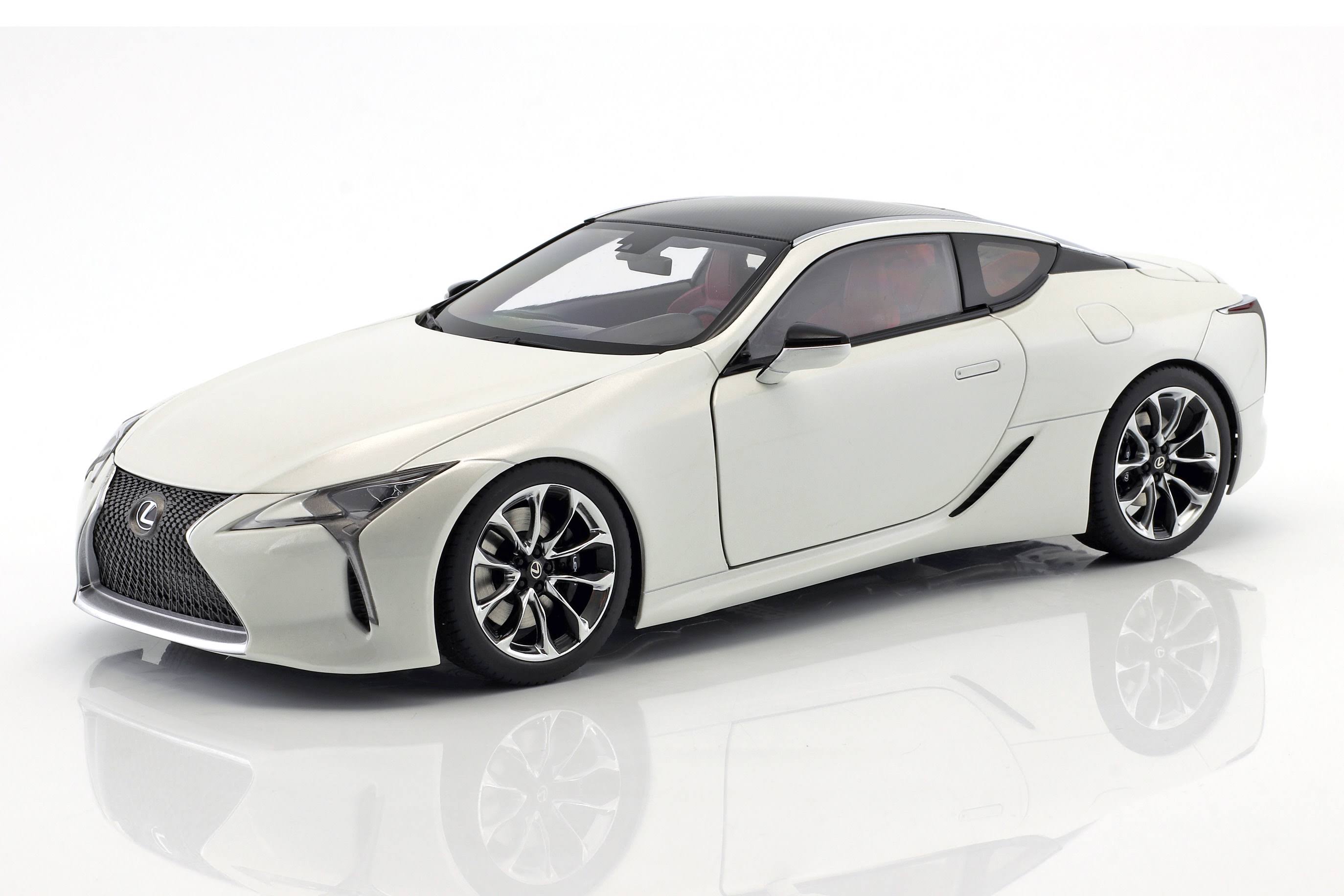Lexus LC500 Metallic White with Dark Rose Interior and Carbon Top 1/18 Model Car by AUTOart 78872