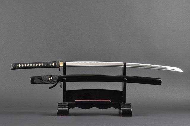Handmade Sword - Aluminium Alloy Unsharpened Iaido Training Katana/Wakizashi Sword, Handmade, Full Tang, Black Scabbard