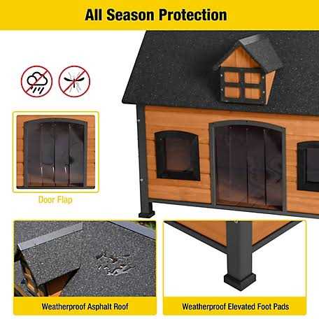 aivituvin Premium Wooden Dog House Iron Frame and Asphalt Roof AIR90 - Pet Supplies online store