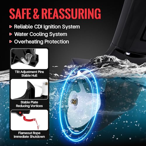 Outboard Motor Boat Motor Kayak Engine Fishing Boat Motor Water Cooling & CDI for Canoes, Dinghies, and Inflatable Boats | US Stock
