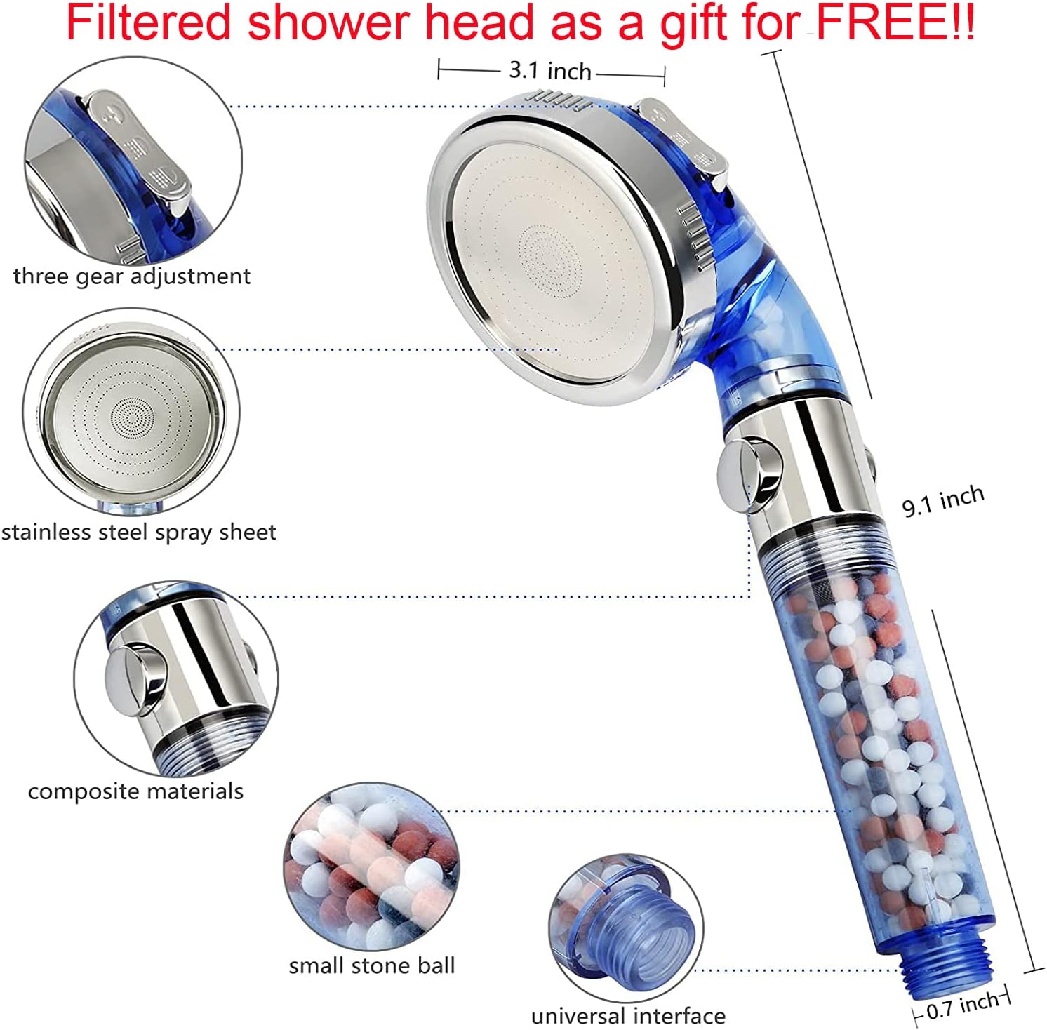 HauSun High Pressure Shower Head Combo, 5 Settings Handheld Shower Head with On/Off Switch & Rainfall Shower head, Premium 2-in-1 Dual Shower System with 6.5 FT Extra Long Hose,Chrome Pack of 2