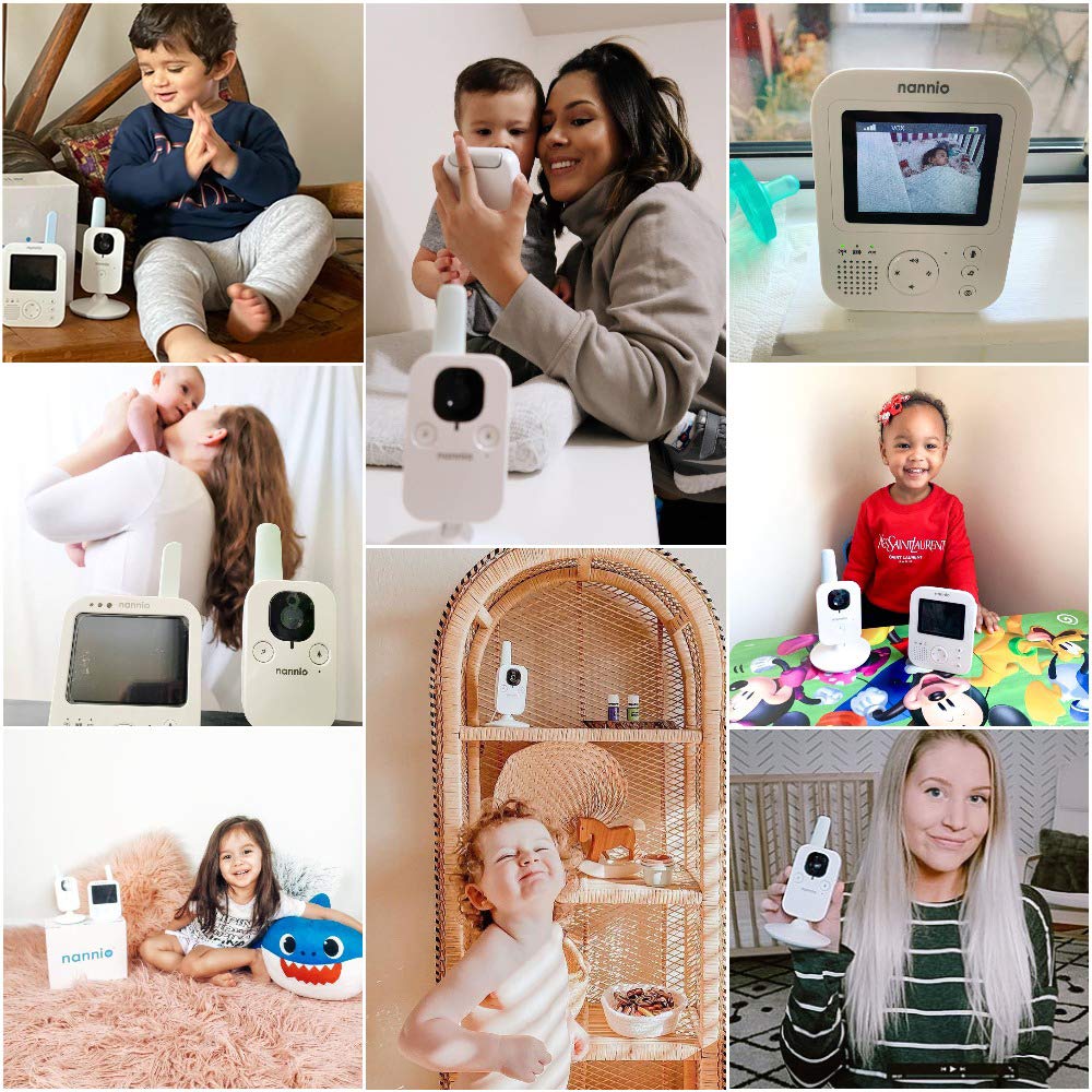 nannio Hero2 Video Baby Monitor with Camera and Audio, Two-Way Talk, Auto Night Vision, Voice Activation, 5 Lullabies, 985ft Range, Long Battery Life, Non-WiFi, Baby Shower Gifts, 2 Years Warranty