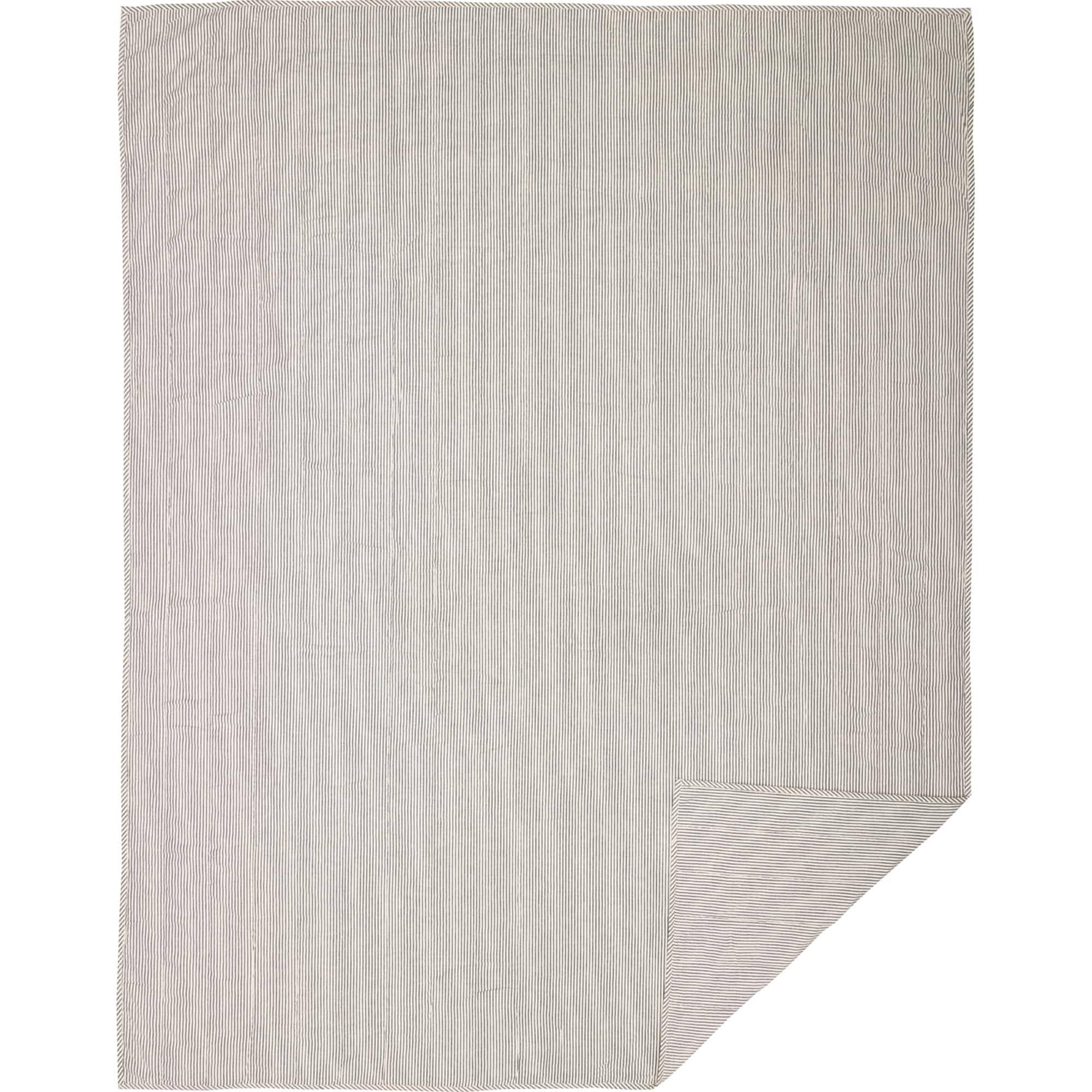 Hatteras Seersucker Blue Ticking Stripe Queen Quilt Coverlet