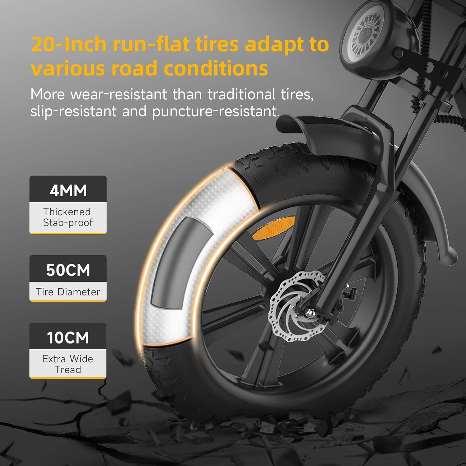 HAPPYRUN Electric Bike for Adults 20" Fat tire with 1500W Motor Ebike 48V 18AH Removable Battery 30MPH & 68 Miles Long Range Snow Beach Mountain