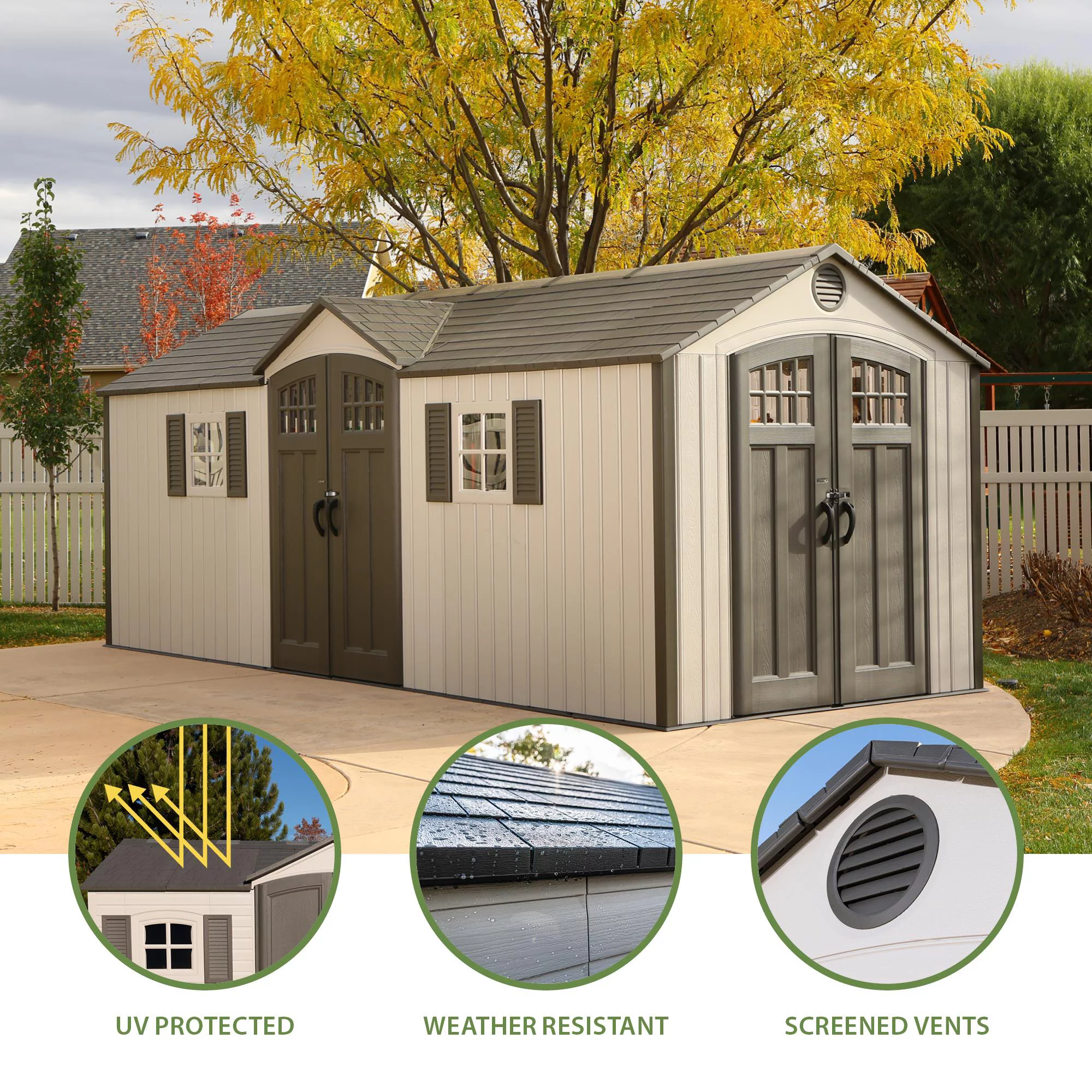 Lifetime 20 ft. x 8 ft. Outdoor Storage Shed, Desert Sand (60127)