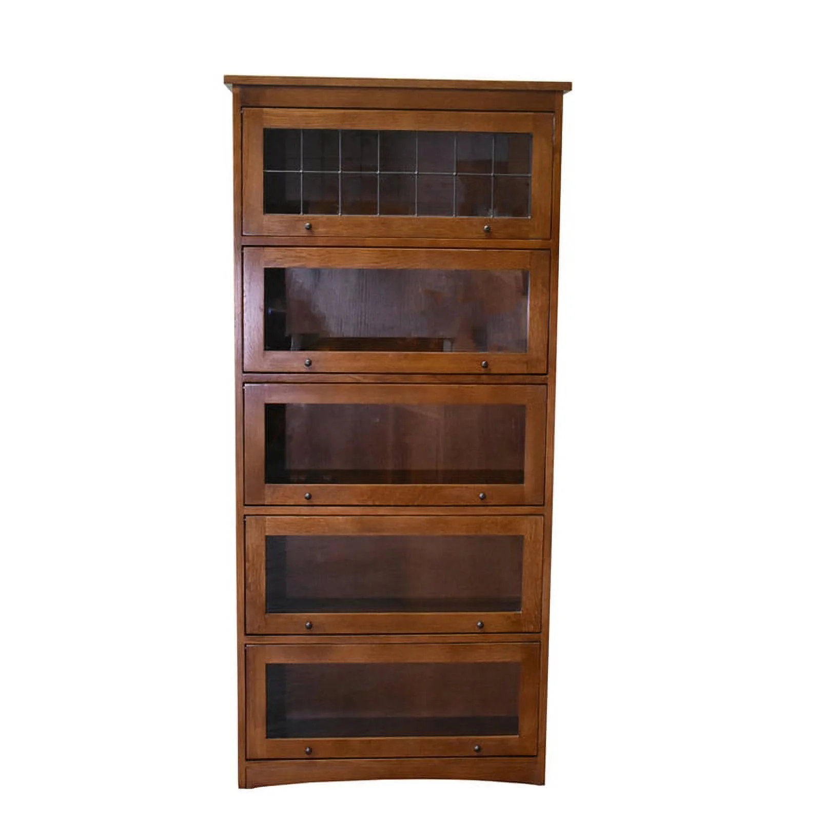 Crafters and Weavers Arts and Crafts 35.25" Wood Barrister Bookcase in Brown