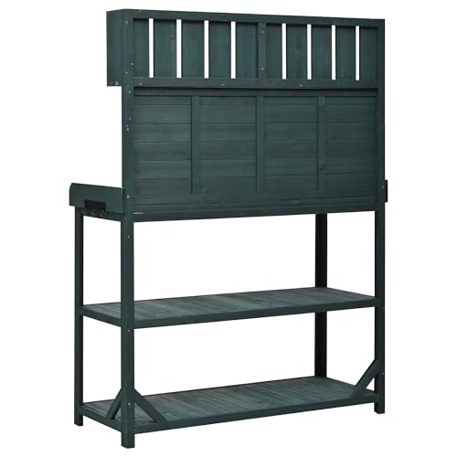 Outdoor Wooden Potting Bench Table – Farmhouse Garden Workstation with Drawers, Cabinet & Storage Shelves, Large Fir Wood Work Table for Patio, Backyard, Mudroom, Greenhouse (Light Brown, 66''H)