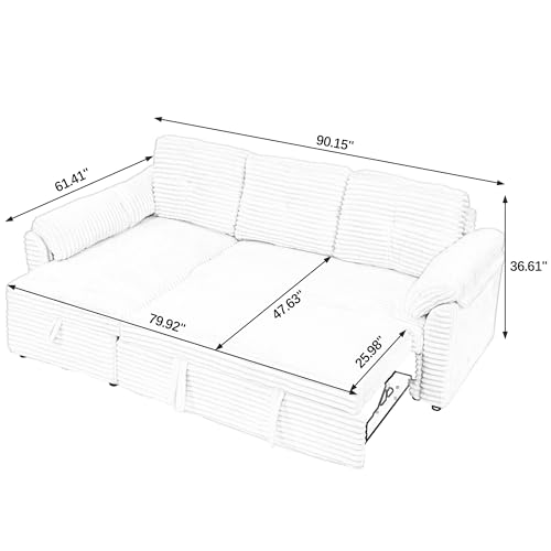 Corduroy Tufted Upholstered Sleeper Sectional Sofa, L-Shaped Modular Convertible Sofa with Storage Chaise, Futon Couch with Pullout Bed, Convertible Sofa, Recliner, Bed, for Living Room， Black