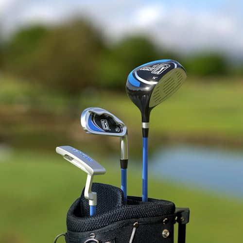 G1 Series Blue Kids Golf Club Set| Golf Clubs and Sets for Height 4'8"-5'2"| Complete Golf Club Sets w/a Golf Driver, Putter & Golf Bag| Young Men & Women Golf Clubs Ages 8-12