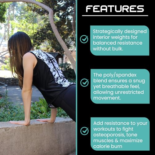 Challenge Weighted Workoutwear Weighted Vest for Women - 4 lb Body Weight Vest with Flexible Thin Weights - Removable Weights for Walking, Running, Cardio, Strength Training, Weight Loss