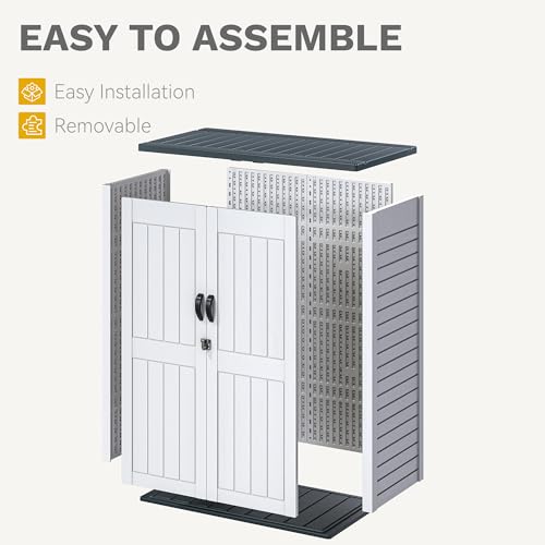 DWVO Outdoor Weather-Resistant Horizontal Storage Shed, 35 Cu Ft Capacity, Lockable and Waterproof, Suitable for Storing Garden Tools, Light Gray
