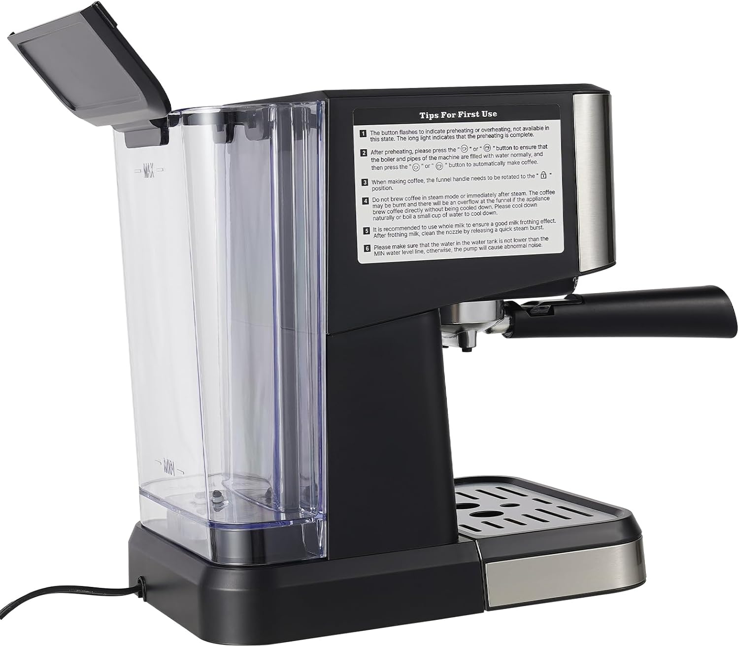 Coffee Espresso Machine, 20 Bar Semi-Automatic Espresso Machine with Milk Frother Steam Wand, Coffee Maker for Cappuccino, Latte, Espresso Machines for Home, 50oz Removable Water Tank