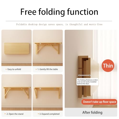 Wall Mounted Folding Desk,Floating Desk,Wall Mounted Desk,Wall Mounted Dining Table,Wall Desk,Mounted Desk for Small Spaces,Solid Wood Hideaway Dining Table,Wall Mounted Desk Folding ( Size : 100*50CM