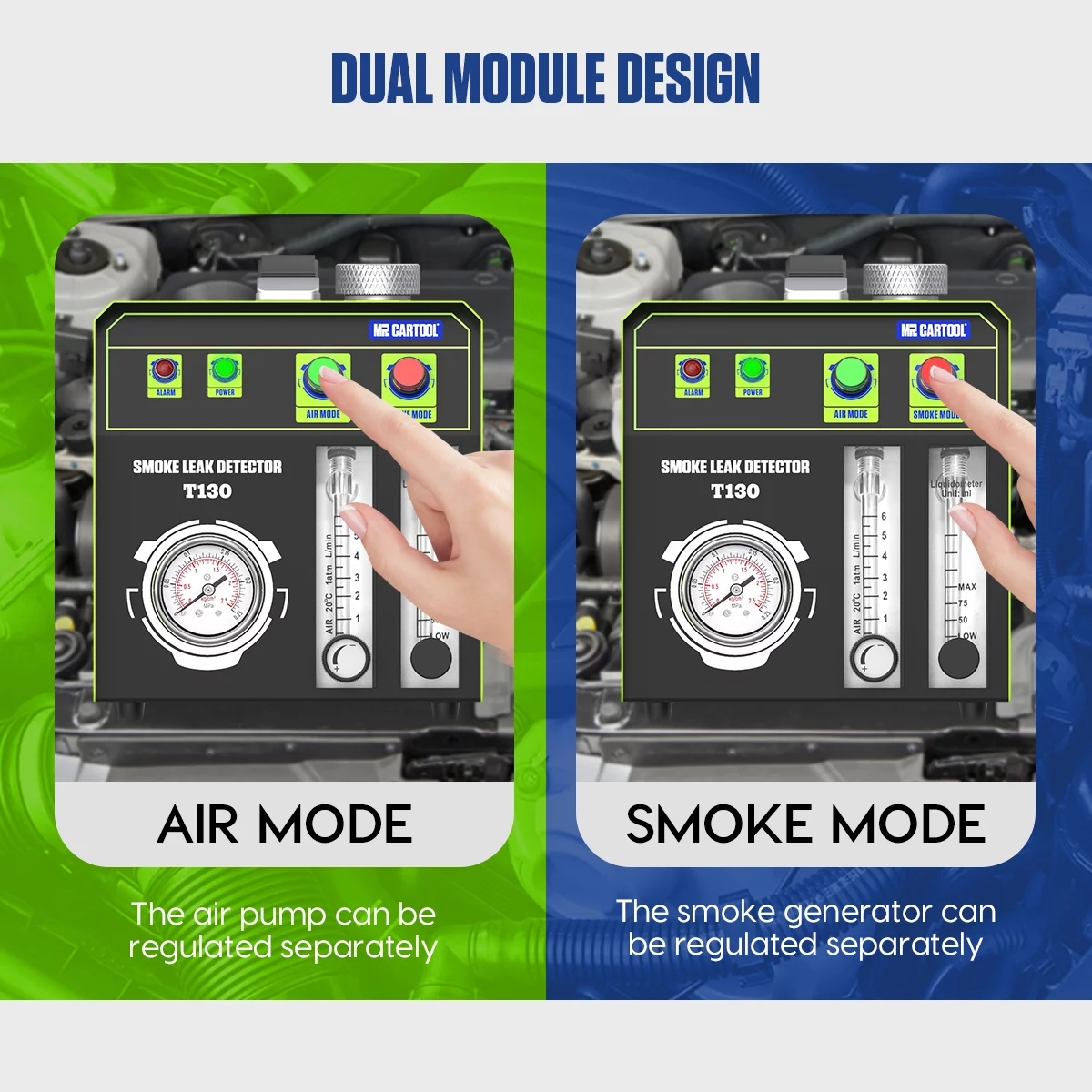 Auto Smoke Leak Detector, EVAP Vacuum Smoke Machine, Pipe System Leakage Tester Analyzer, Vehicle Diagnostic Tool W/ Oil Level Adjustable Flowmeter for Car Motorcycles Truck Boat, T130
