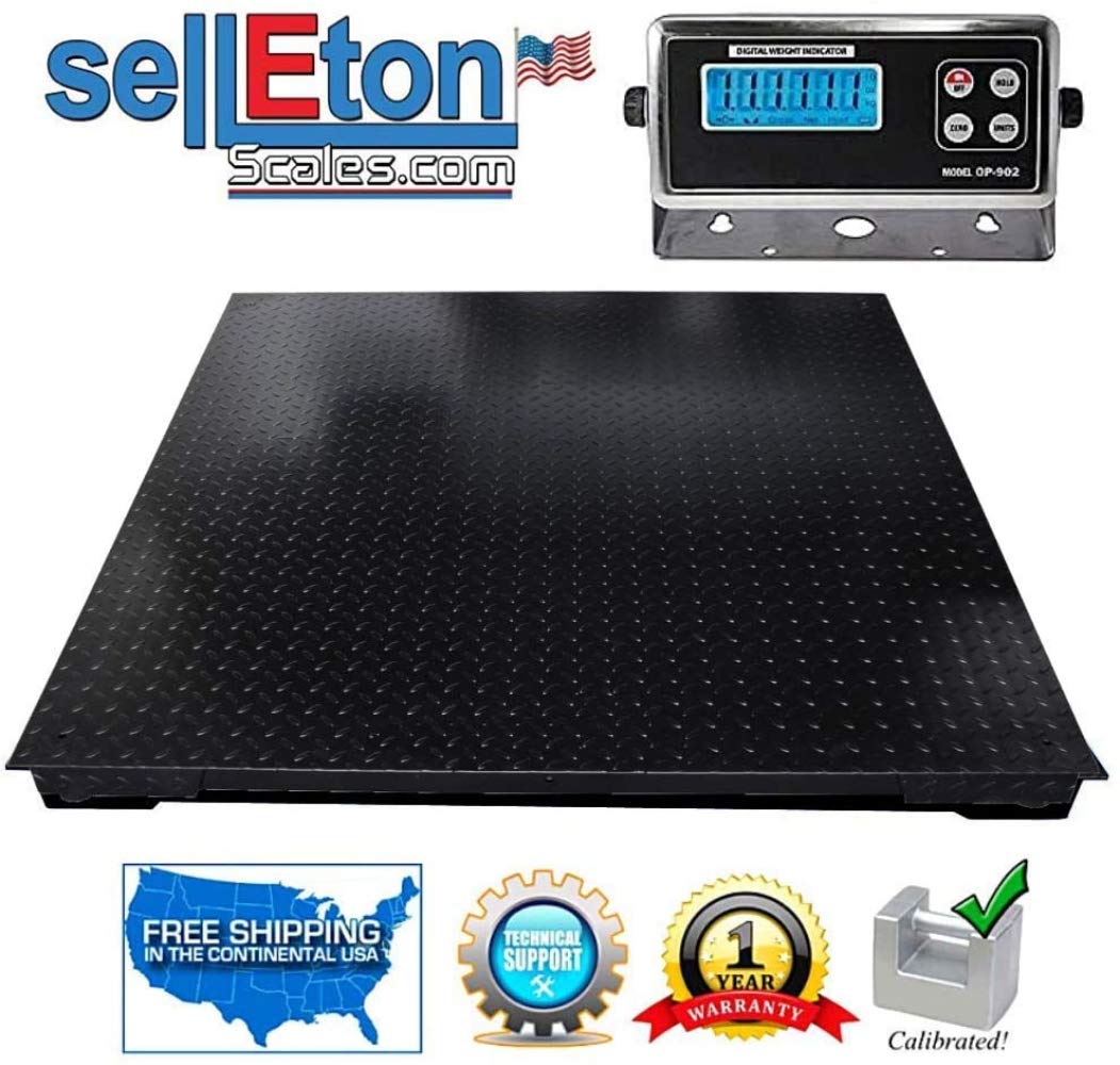 SellEton 36 x 36 Industrial Pallet Size Platform Floor Scale for Warehouse weigh Cap of 1000 x .2