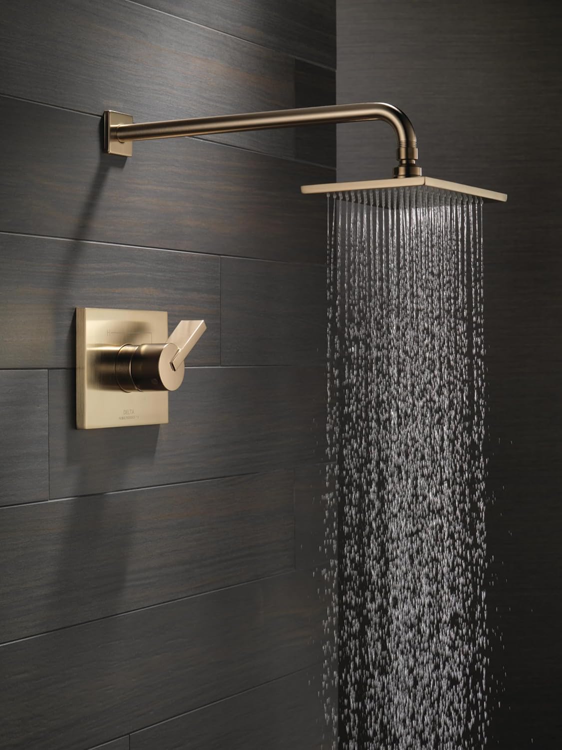 Delta Faucet Vero 14 Series Single-Function Shower Faucet Set, Rain Shower Head, Gold Shower Faucet, Shower Handle, Delta Shower Trim Kit, Champagne Bronze T14253-CZ-WE (Valve Not Included)