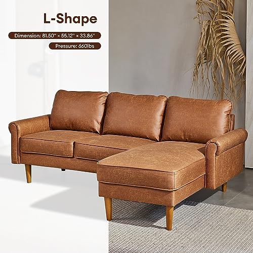 ovios 81.5" L-Shape Sofa Couch with Chaise, 3 Seat Sofa with Upholstered Armrest, Deep Seat Couches with Comfy Cushion for Living Room Small Spaces, Left Chaise, Grey