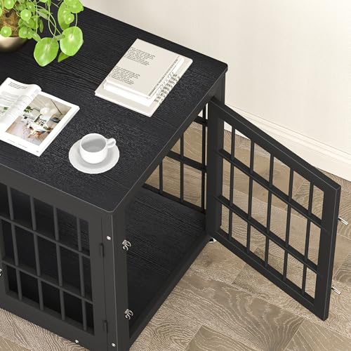 48 Inch Heavy Duty Dog Crate Furniture for Large Dogs, Decorative Pet House End Table, Extra Large Wooden Cage Kennel Furniture Indoor, Natural and White