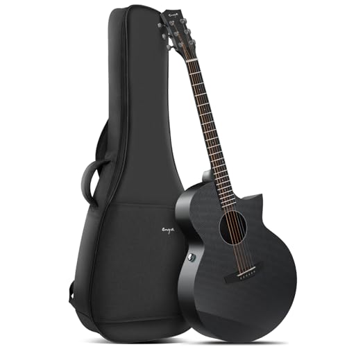 Enya X4 PRO Carbon Fiber Acoustic Electric Guitar, 41-Inch Full Size Cutaway Design, AcousticPlus Pickup System with Built-in Effects & Tuner, Includes Deluxe Hard Case, Leather Strap, Cable