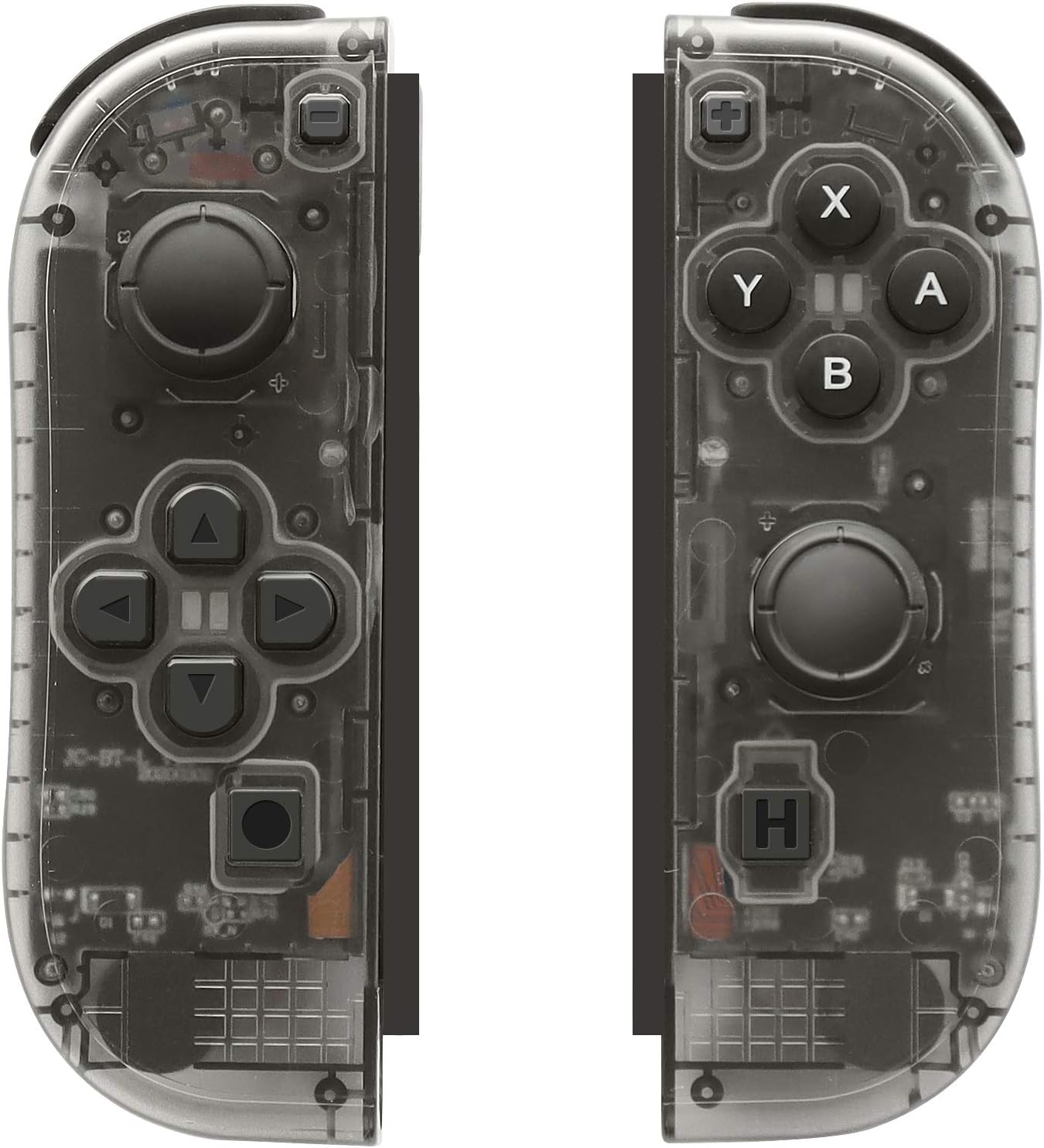 Joy-Pad Controller Compatible with Switch,Left and Right Controllers with Grip Support Wake-up Function(Transparent Black) Pack of 2