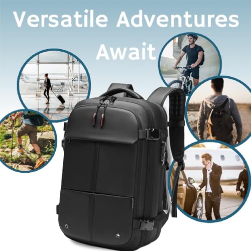 Vacpack Backpack, Anti Theft Vacpack Travel Vacuum Backpack, 60L Expandable Backpack, Water Resistant (Grey+ Electric Vacuum)