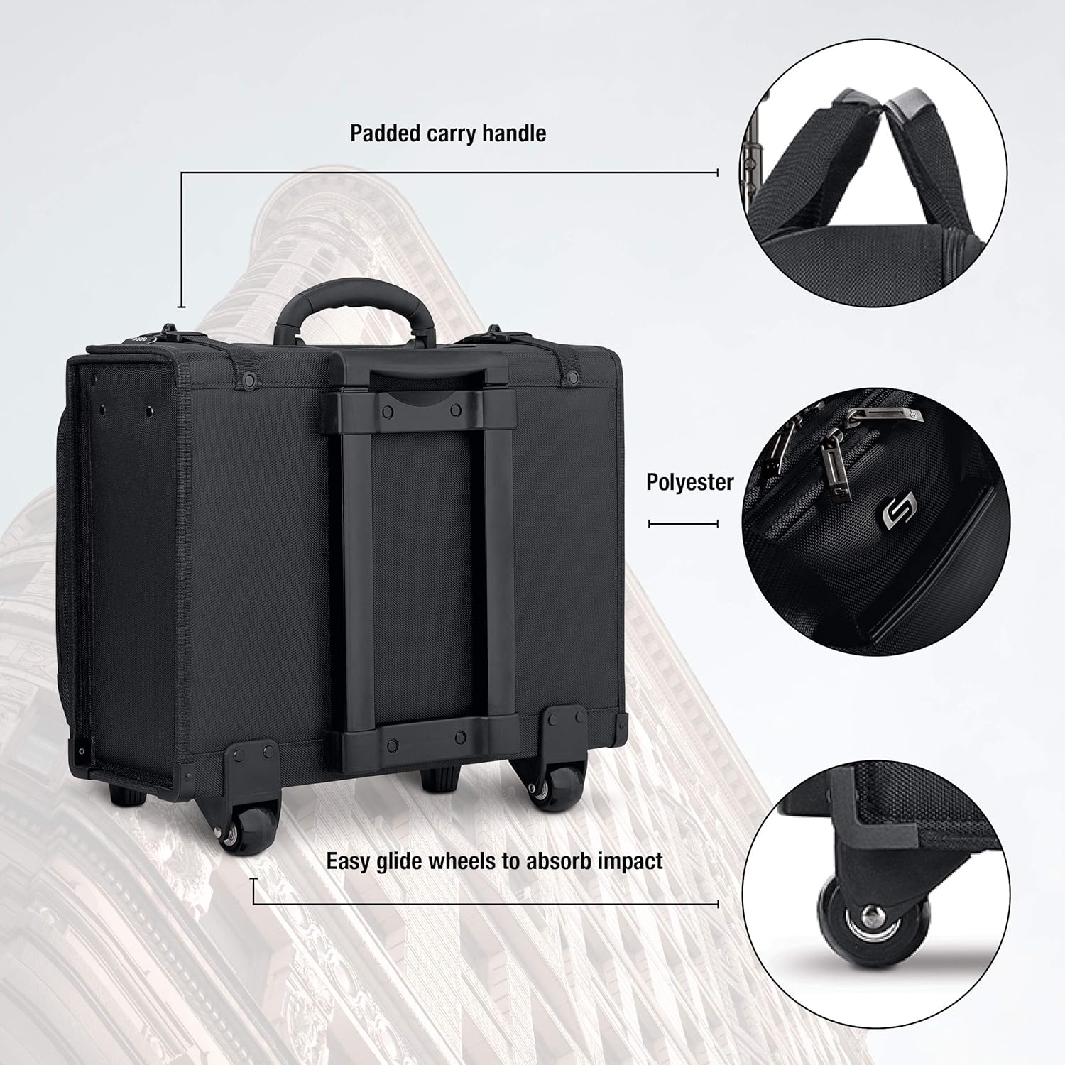 Solo New York Morgan Rolling Hard Side Catalog and Laptop Case, Black