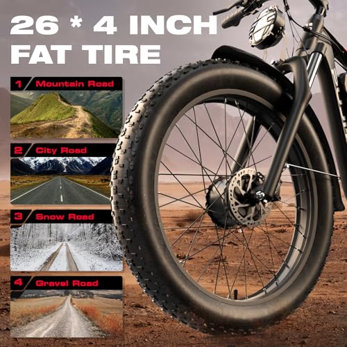 3000W Dual Motors Electric Bike for Adults, 52V 25Ah 26" Fat Tire Fast 36 mph up to 100 Miles Full Suspension Hydraulic Brake Class 3 AWD Off Road Mountain Hunting Ebike