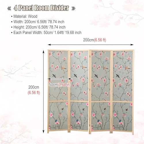 Portable Room Separators Divider Wall, 4 Panel Privacy Partition Rustic Folding Screen for Studio Apartment, Commercial Hotels Dressing Screen for Home Office Bedroom (Size : 1.8m/6ft Tall)