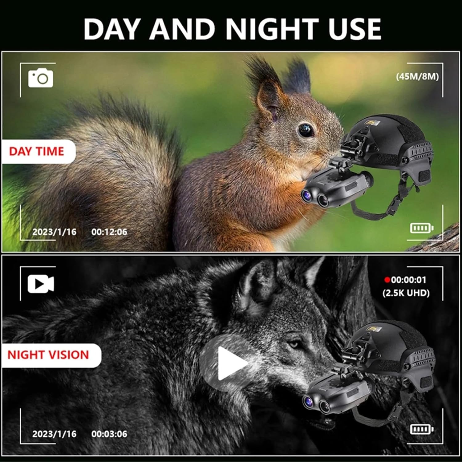 Night Vision Goggles Head Mounted, Digital Infrared Night Vision Binoculars, Military Tactical Goggles for Helmet with 8X Digital Zoom for Camping and Surveillance