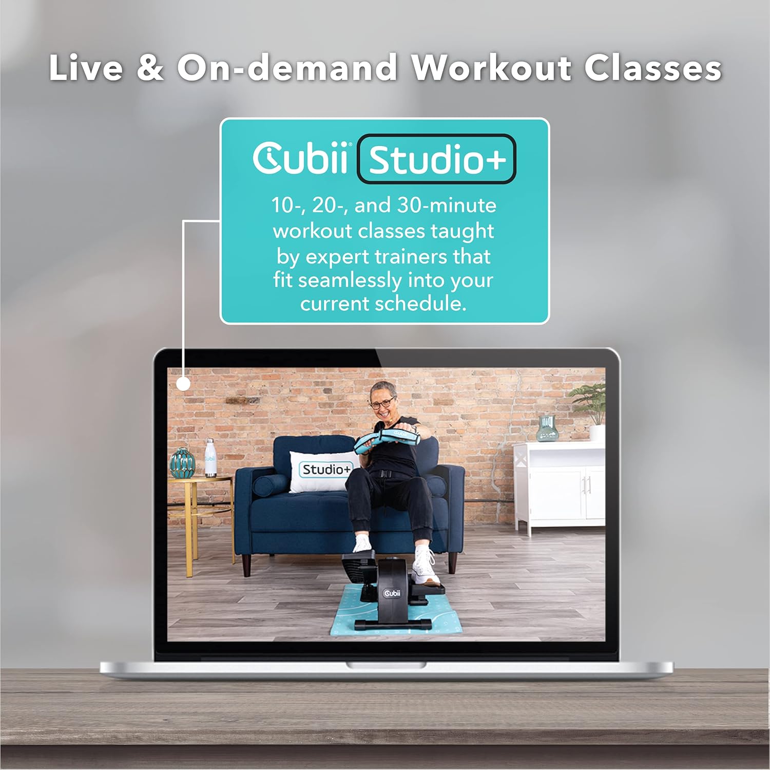 Cubii JR2 Seated Under Desk Elliptical for Home Workout, Floor Elliptical, Quiet & Lightweight Pedal Bike Exerciser with Adjustable Resistance, LCD Display, Mobile App