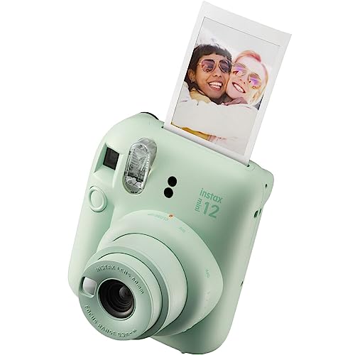 Fujifilm Instax Mini 12 Instant Camera + MiniMate Accessory Bundle & Compatible Custom Case + Fuji Instax Film Value Pack (50 Sheets) Flamingo Designer Photo Album (Clay White)