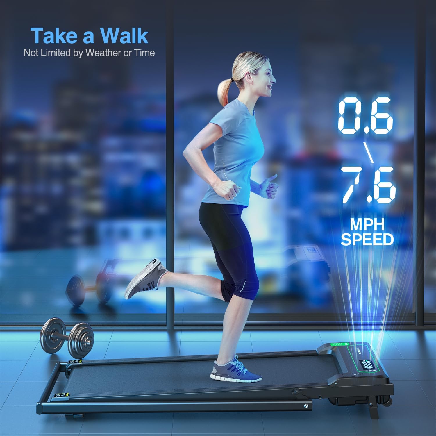 TOGOGYM Walking Pad, Under Desk Treadmill for Home/Office, 2 in 1 Folding Treadmill with Remote Control LED Display