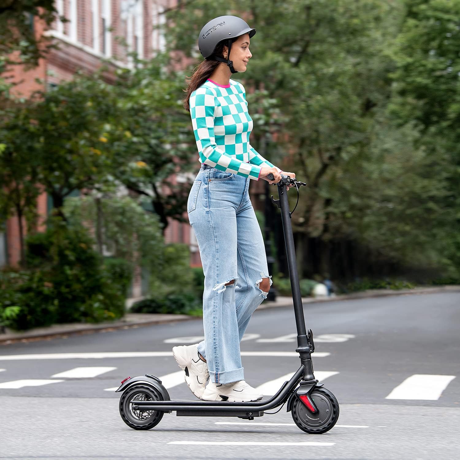Jetson Racer Electric Scooter, 15 miles per hour, 16 miles Max Range, Twist Throttle, 250-Watt Motor, LCD Display, 3 Speed Modes, Ages 12+, Black, JRACER-BLK