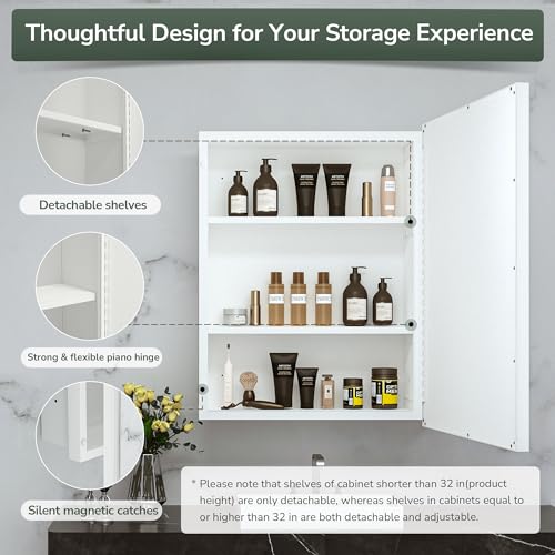 TokeShimi Recessed Medicine Cabinet with Mirror Wall Mounted, Metal Beveled Mirror with Storage for Bathroom Vanity, Aluminum Alloy Medicine Cabinet Mirror Silver 16x24 1 Door