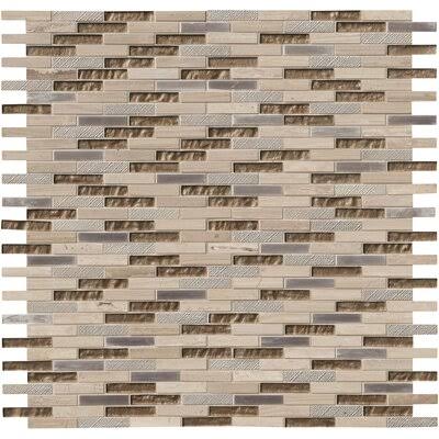 Diamante Brick 0.63x22 x 3x22 Glass/Stone Mosaic Tile in Taupe MSI