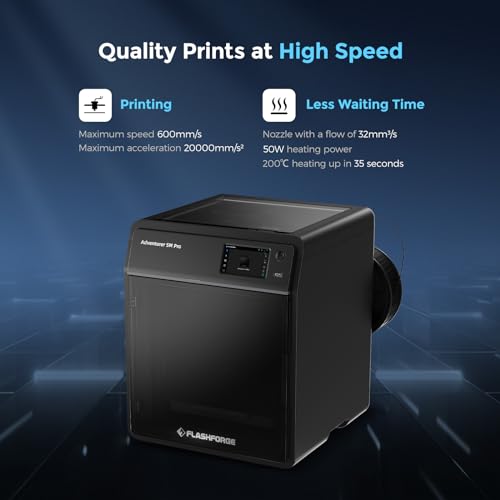 FLASHFORGE Adventurer 5M Pro 3D Printer, 600mm/s High Speed FDM Printer with Fully Auto Leveling, Quick Detachable 280°C Nozzle Bundle, Remote Control, Dual Filtration System, Print Size 220×220×220mm