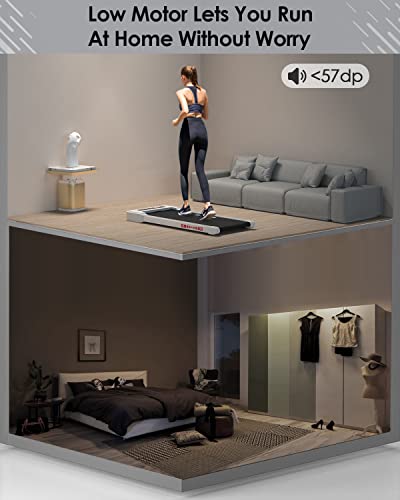 Walking Pad-Under Desk Treadmill-2 in 1 Treadmills for Home-Walking Treadmill with Remote Control, Portable Mini Treadmill 265 lbs Capacity, Bluetooth and LED Display