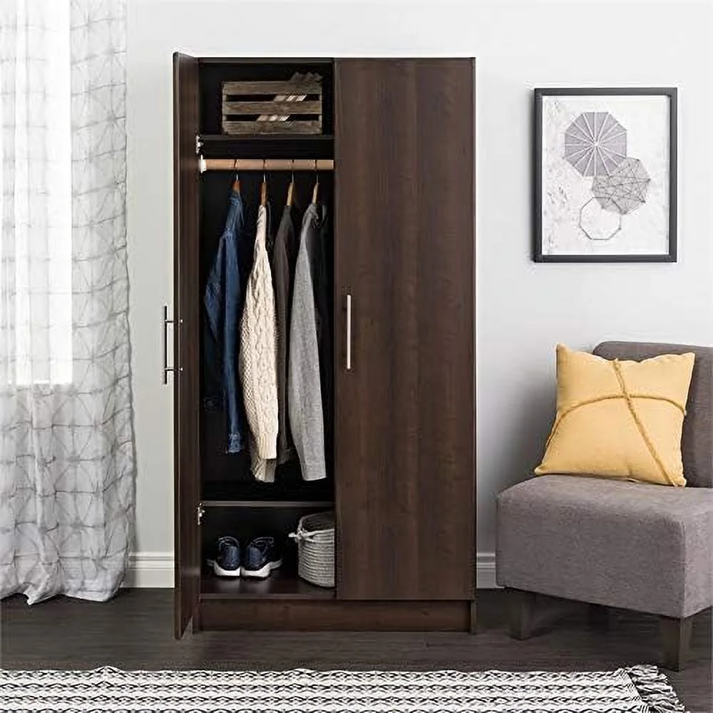 Contemporary 32" Wardrobe Armoire In Espresso