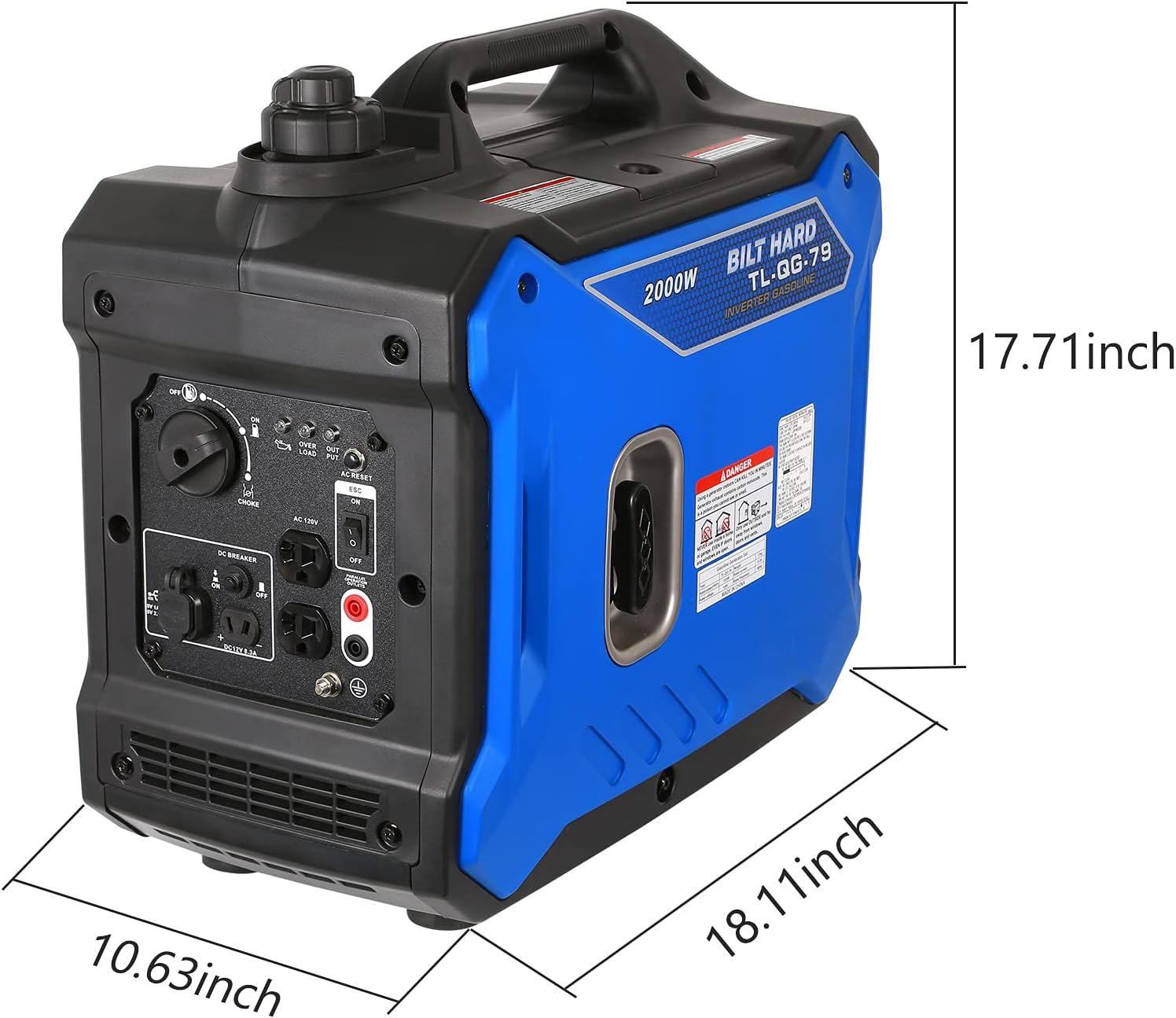 BILT HARD Portable Inverter Generator 2000 Watt, Quiet Outdoor Generator, Gas Powered, for Camping Travel Home Emergency, EPA & CARB Compliant