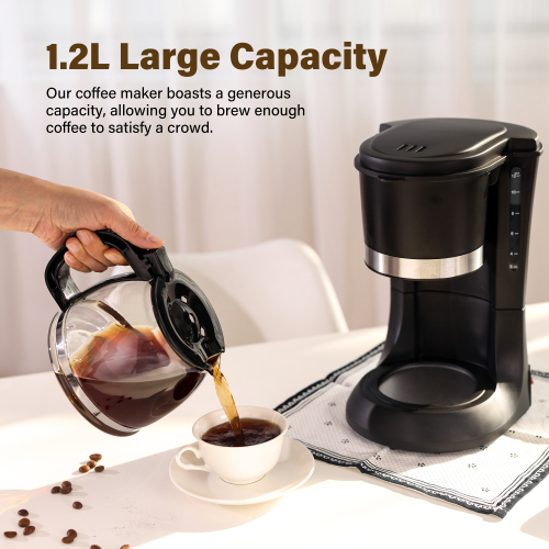 Drip Coffee Maker 10 Cup, Anti-Drip Coffee Machine, Auto Shut Off, Water Level Window, Warm Plate Coffee Pots, with Washable Permanent Filter