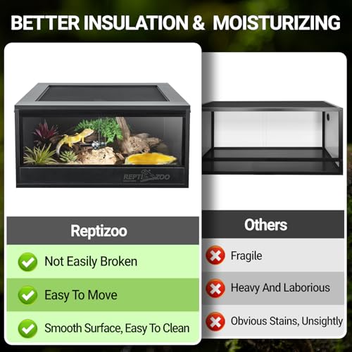 REPTI ZOO 35 Gallon PVC Reptile Tank, 36x18x12 Reptile Terrarium for Crested Gecko Leopard Gecko Frog Lizard Snake Turtle Hermit Crab, Reptile Enclosure with Sliding Door & Screen Ventilation