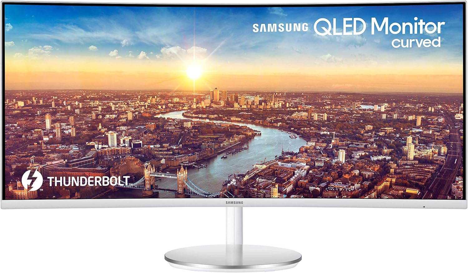 SAMSUNG 34” ViewFinity CJ79 Series Ultrawide QHD (3440x1440) Computer Monitor, 100Hz, Thunderbolt 3 Daisy Chain, QLED, HDMI, USB Hub, Height Adjustable Stand, LC34J791WTNXZA, White